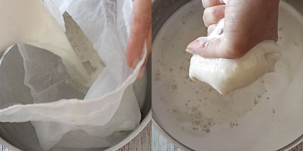 Lọc sữa bằng túi vải lọc