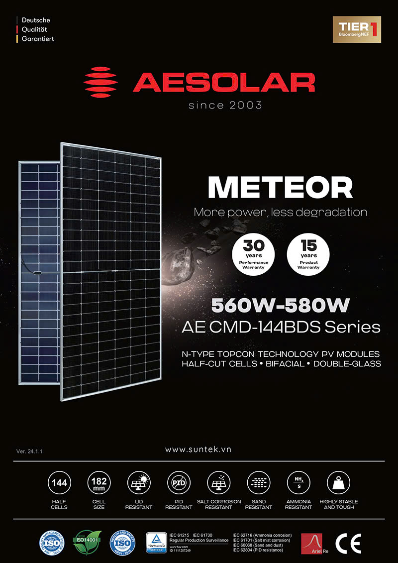 Tấm Pin Năng Lượng Mặt Trời AE-550W